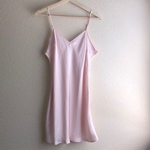 Sleeveless Baby Pink Adjustable Strap Slip Mini Dress